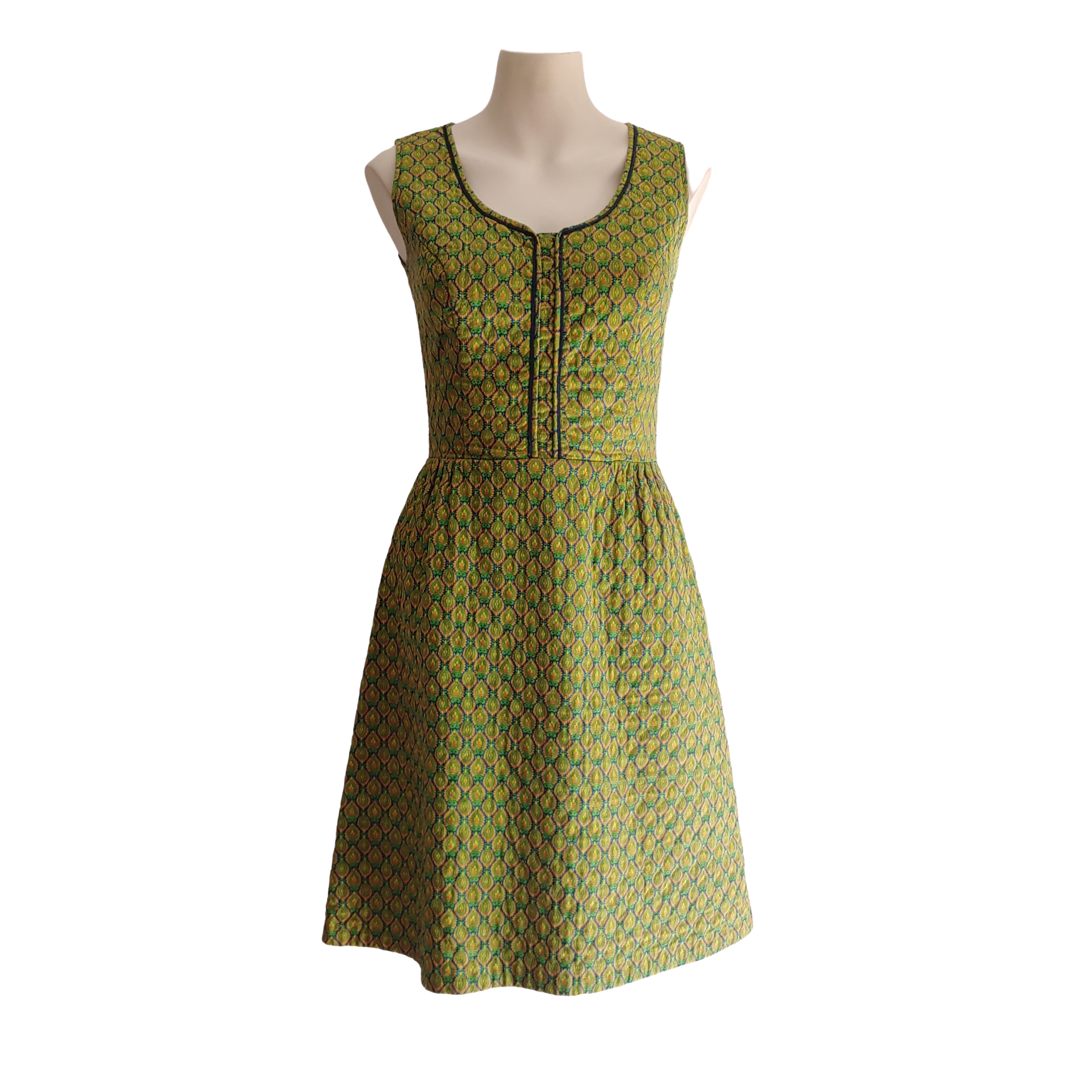 1960 s Vintage Lanz Original Green Medallion Quilted Dress